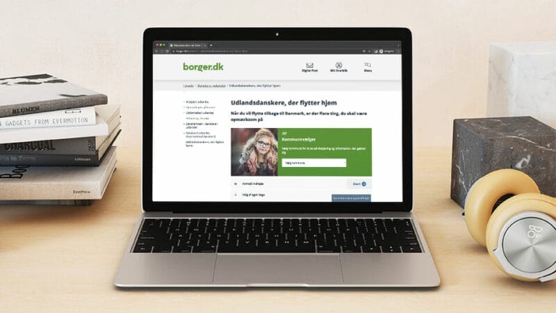screenshot af forside på borger.dk