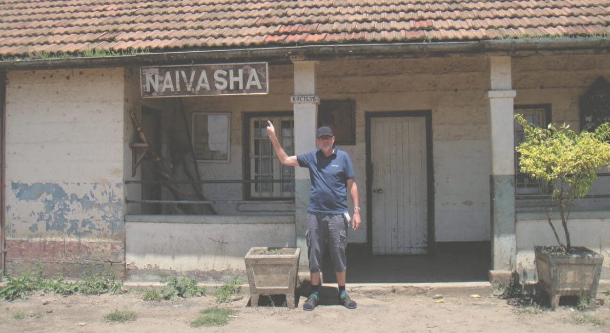 Lars ved den gamle togstation i Naivasha