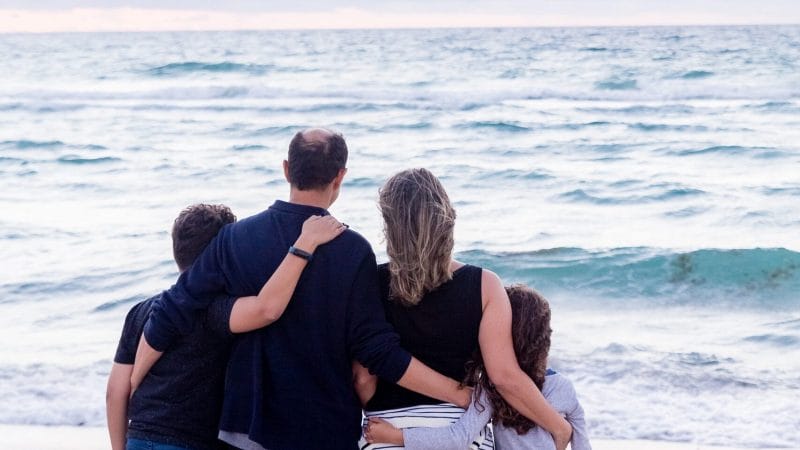 Familie på strand